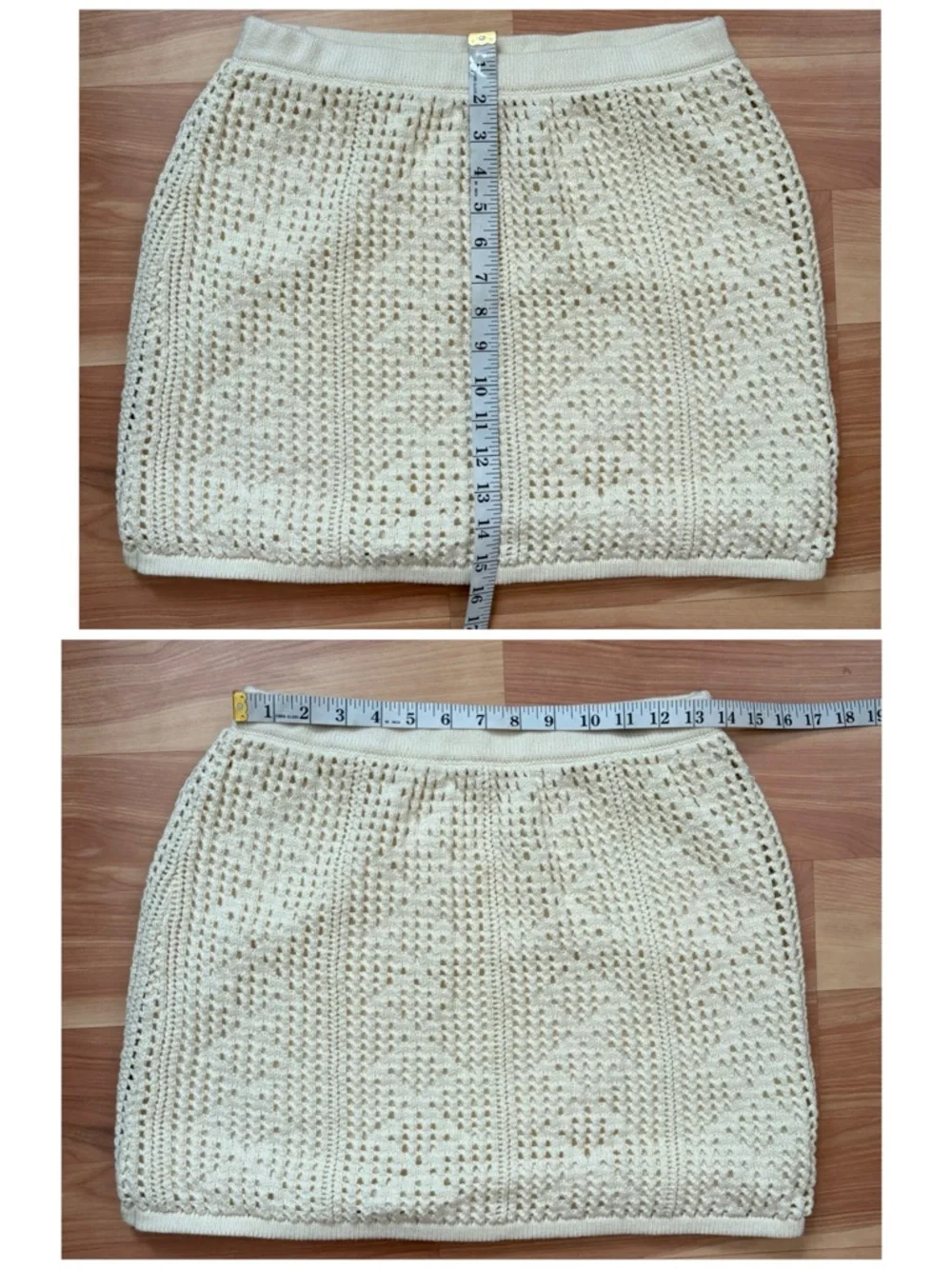Sabo Lux Cotton Kimmi Beige Crochet Crop Top & Skirt Set Large Festival Bohemian - Picture 7 of 13